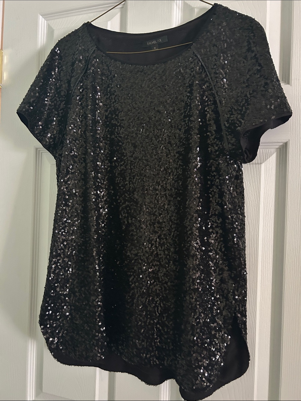 Rachel Zoe Black Sequin Short Sleeve Tee